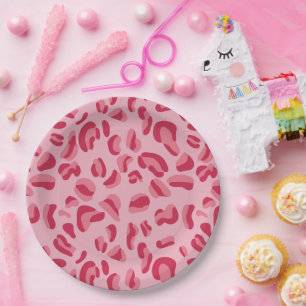 Roze leopard Pattern Papieren Bordje