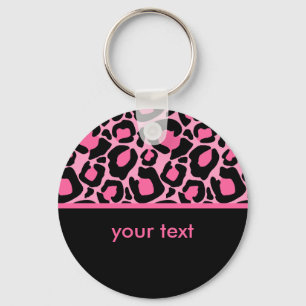 Roze leopard Pattern Sleutelhanger