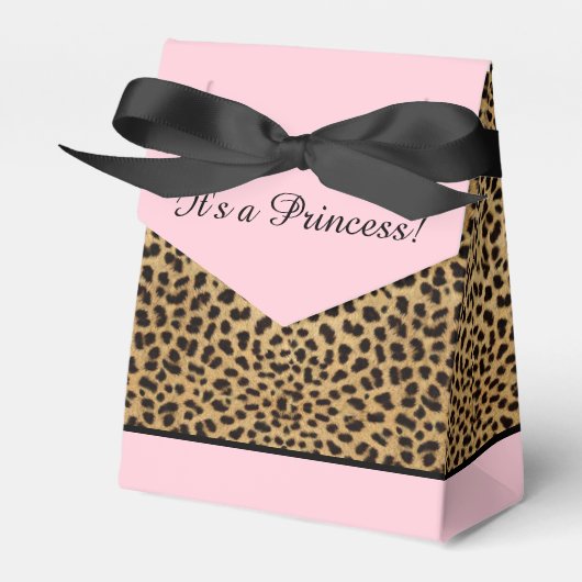 Roze Leopard Princess Baby shower Bedankdoosjes (Voorkant Zijde)
