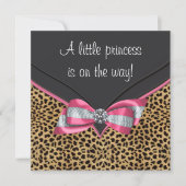 Roze Leopard Princess Baby shower Kaart (Voorkant)