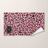 Roze leopard Print Monogram handdoekset Bad Handdoek (Handdoek)