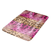 Roze Leopard Print Roos Gouden Glitzy Glitter Badmat (Gekanteld)