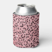 Roze leopard Print Sparkle Glitter Blikjeskoeler (Blikje Voorkant)