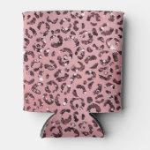 Roze leopard Print Sparkle Glitter Blikjeskoeler (Voorkant)