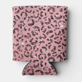 Roze leopard Print Sparkle Glitter Blikjeskoeler