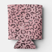 Roze leopard Print Sparkle Glitter Blikjeskoeler (Achterkant)