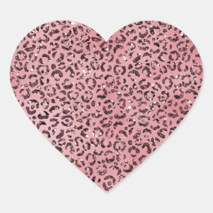 Roze leopard Print Sparkle Glitter Hart Sticker