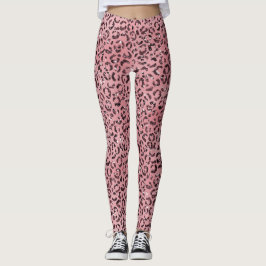 Roze leopard Print Sparkle Glitter Leggings