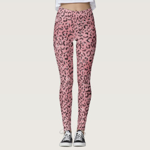 Roze leopard Print Sparkle Glitter Leggings