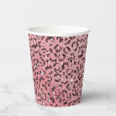 Roze leopard Print Sparkle Glitter Papieren Bekers (Rechts)