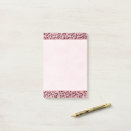 Roze leopard Print Sparkle Glitter Post-it® Notes (Op bureau)