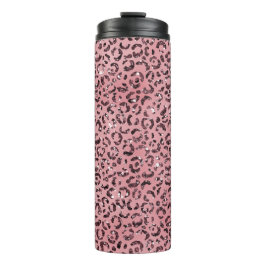Roze leopard Print Sparkle Glitter Thermosbeker