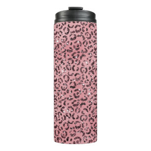 Roze leopard Print Sparkle Glitter Thermosbeker