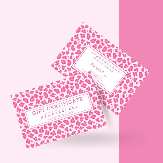 Roze Leopard Print Zakelijk Cadeaubon Visitekaartje