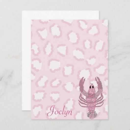 Roze leopard Rozen Notitiekaartje (Voorkant / Achterkant)