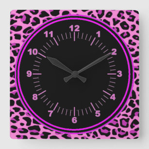 Roze leopard Wall klok