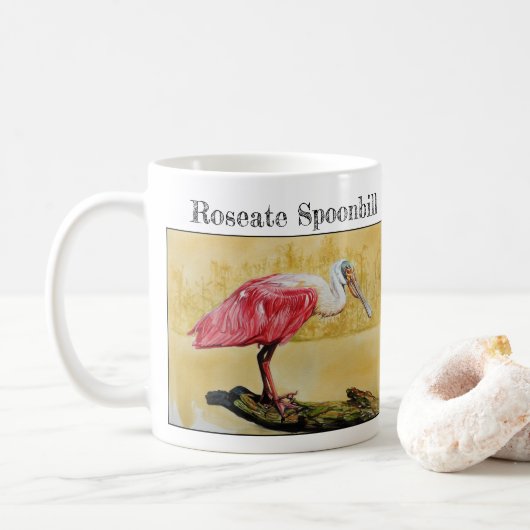 Roze Lepelaar ( Platalea ajaja ) Koffiemok (Met donut)