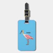Roze lepelaar vogel cartoon illustratie bagagelabel (Voorkant verticaal)