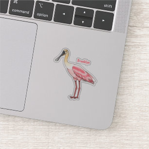 Roze lepelbek vogel cartoon illustratie sticker