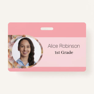 Roze leraar moderne stijlvolle medewerker ID Badge