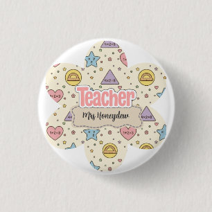 Roze Leraar Wiskunde Vormen Patroon Ronde Button 3,2 Cm