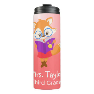 Roze Leraarsgeschenk met Fox Thermosbeker