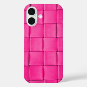 Roze leren weefsel iPhone 16 hoesje