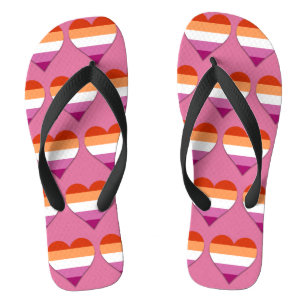 Roze lesbische pride hartpatroon teenslippers