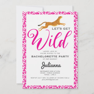 Roze Let's Get Wild Coogar Leopard Bachelorette Kaart