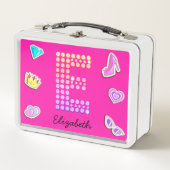 Roze Letter E Monogram Meisjesachtige Rugzak Schoo (Voorkant)