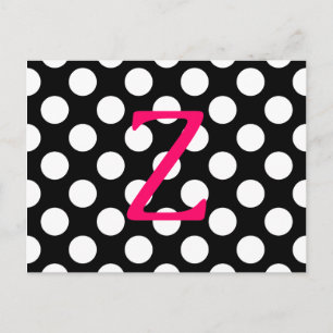 Roze letter Z op Polka Dots Briefkaart