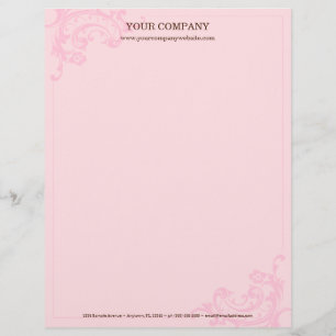 Roze Letterhead Gepersonaliseerd Briefhoofd