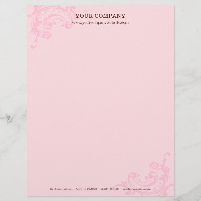 Roze Letterhead Gepersonaliseerd Briefhoofd (Voorkant)