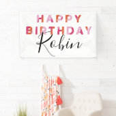 Roze letters Eenvoudige stijl Aangepaste verjaarda Spandoek (Insitu)