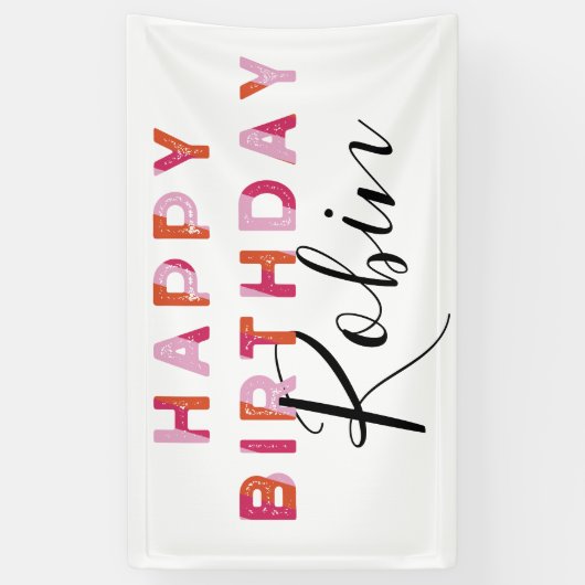 Roze letters Eenvoudige stijl Aangepaste verjaarda Spandoek (Verticaal)