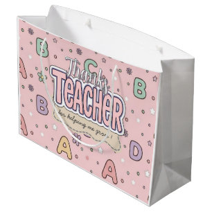 Roze Letters Leraar School Patroon Groot Cadeauzakje