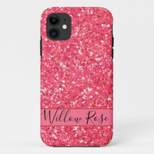 Roze leugenachtige glans, glitterpatroon, geschenk iPhone 11 hoesje