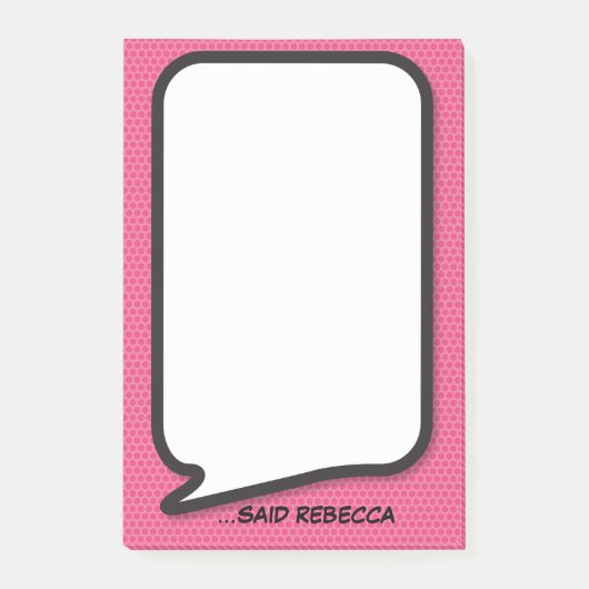 Roze Leuk Gepersonaliseerde Comic Book Speech Bubb Post-it® Notes (Voorkant)