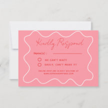 roze Leuk Retro Whimsical Minimalistische Bruiloft