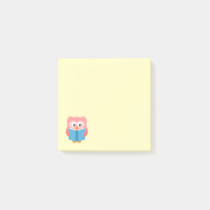 Roze leuke lezende uil post-it® notes