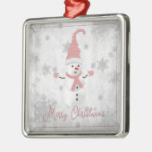 Roze Leuke Sneeuwman Vakantie Ornament (Links)