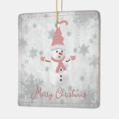 Roze Leuke Sneeuwman Vakantie Ornament (Links)