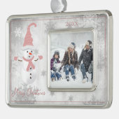 Roze Leuke Sneeuwman Vakantie Ornament (Links)