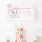 Roze Leuke Waterverf Olifant Meisje Baby shower Spandoek (Insitu)