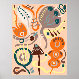 Roze levendige bloemen poster