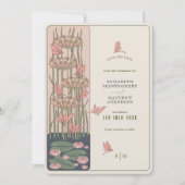 Roze libel bewaar de datum Belle Epoque Nouveau Kaart (Voorkant)