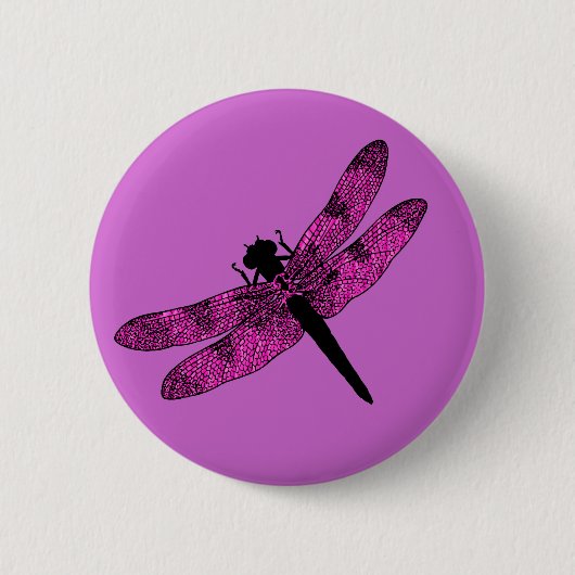 Roze Libel Ronde Button 5,7 Cm (Voorkant)