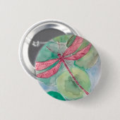 roze libellen met lippenkussens ronde button 5,7 cm (Voorkant /achterkant)