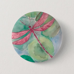 roze libellen met lippenkussens ronde button 5,7 cm