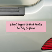 Roze liberalen steunen doodstraf bumpersticker (Op auto)